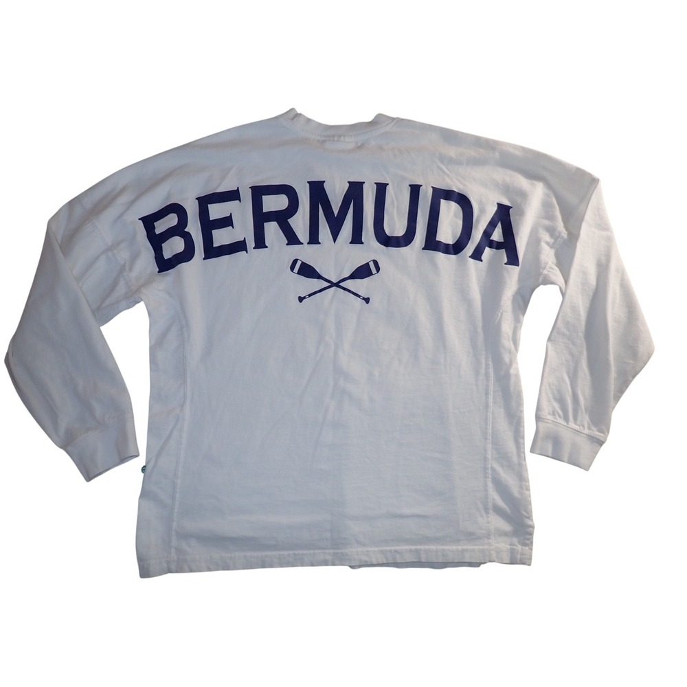 Southpointe Jersey Bermuda Long Sleeve Spirit Jersey Shirt White Blue XS Preppy